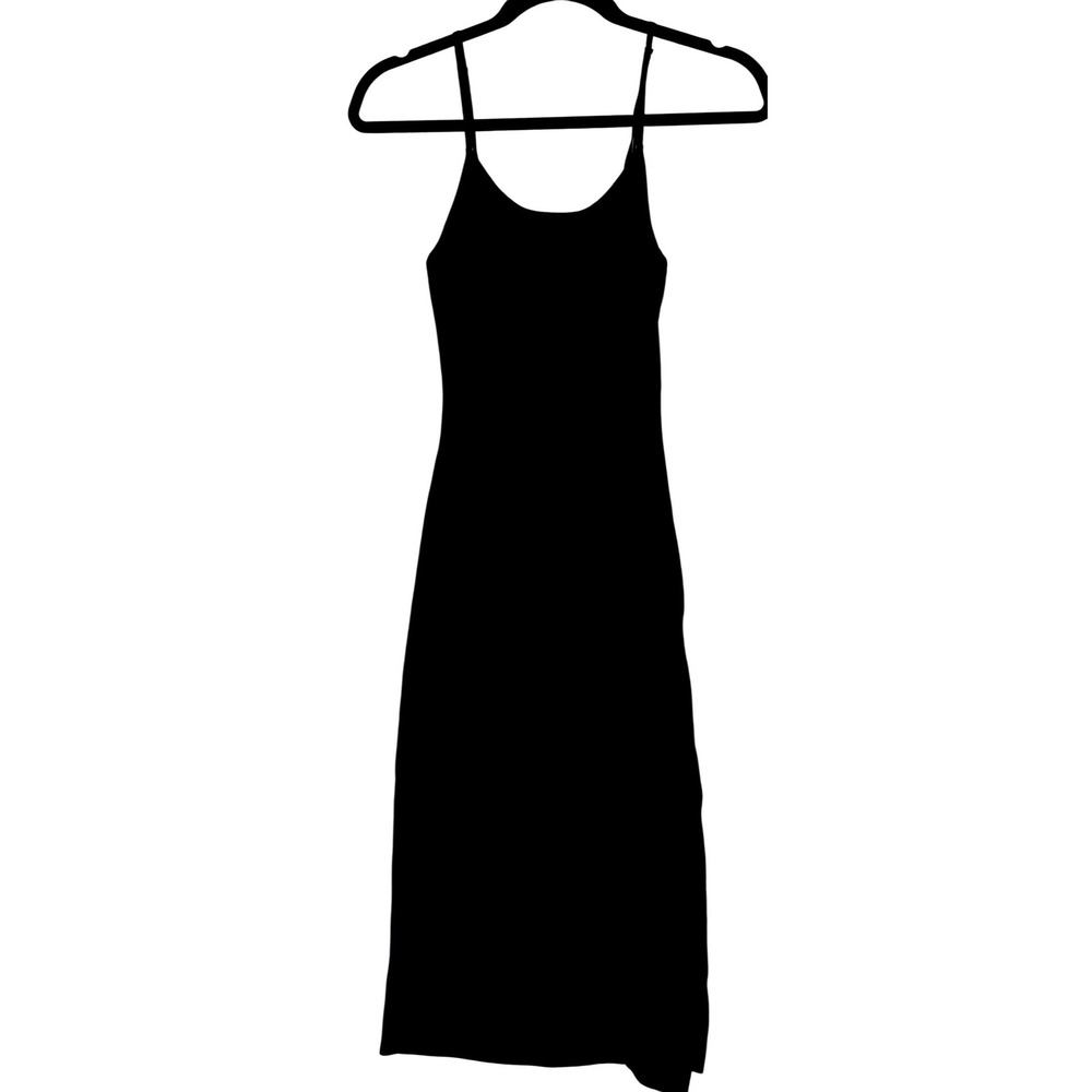 HERA‎ collection women's bodycon maxi tank dress slit ribbed knit black L NWOT